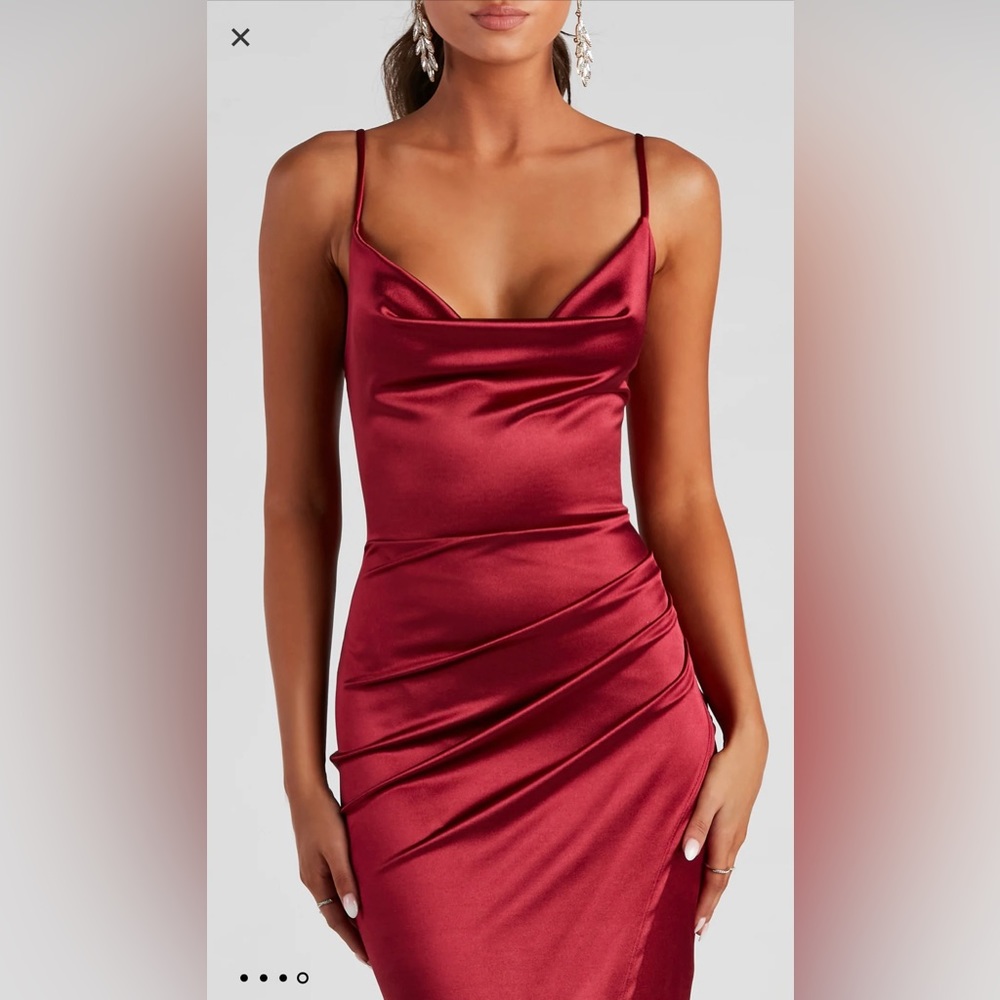 Red Sleeveless wrap front midi dress